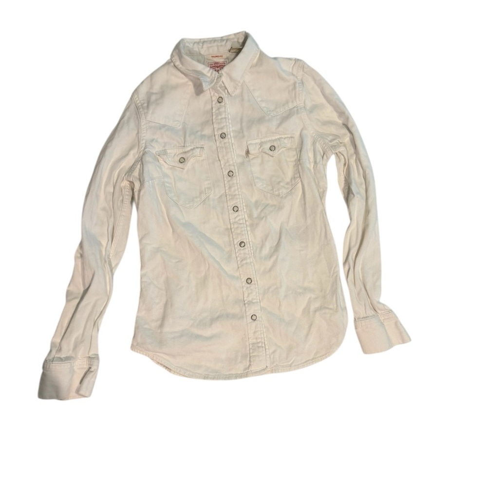 Levi’s Premium White Western Pearl Snap Shirt - Tailored Fit - Size XS